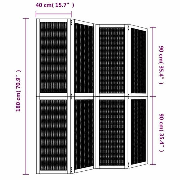 vidaXL Rumavdelare 4 Paneler, Rumsseparator, Integritetsskärm, Skärm Rum Vardagsrum, Brun Trä 358818