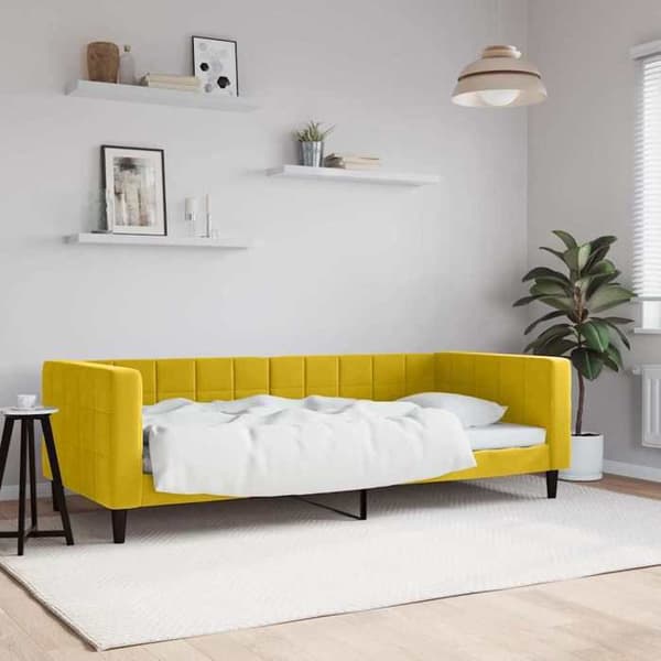 vidaXL Sängsoffa utan madrass gul 90x200 cm sammet 354013