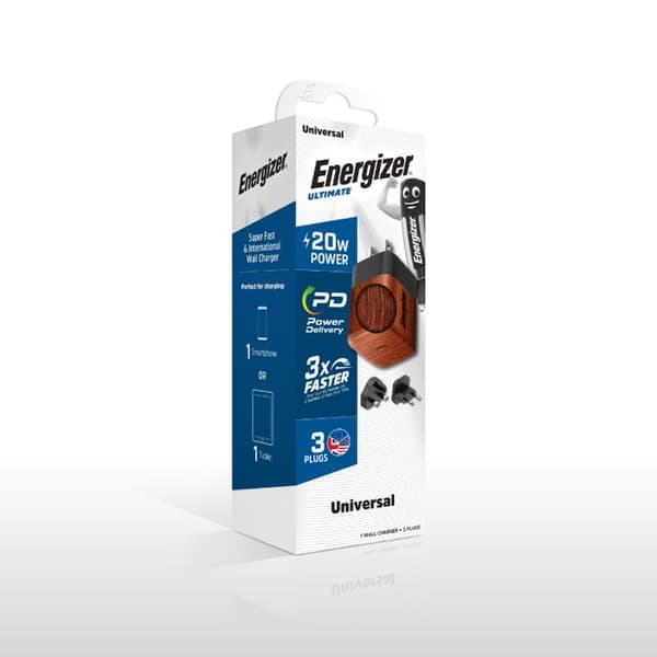 20W USB-C snabbladdare - Energizer - Burl Walnut - USB Power Delivery