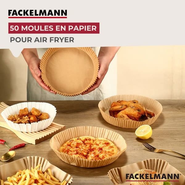 50 stycken runda klibbfria pappersformar för luftfritös 16 cm Fackelmann