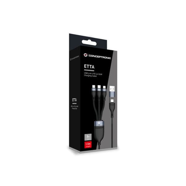 USB-C/A 3.0-kabel - CONCEPTRONIC - 3 i 1 - 60 W - 1,50 m - 480 Mbps