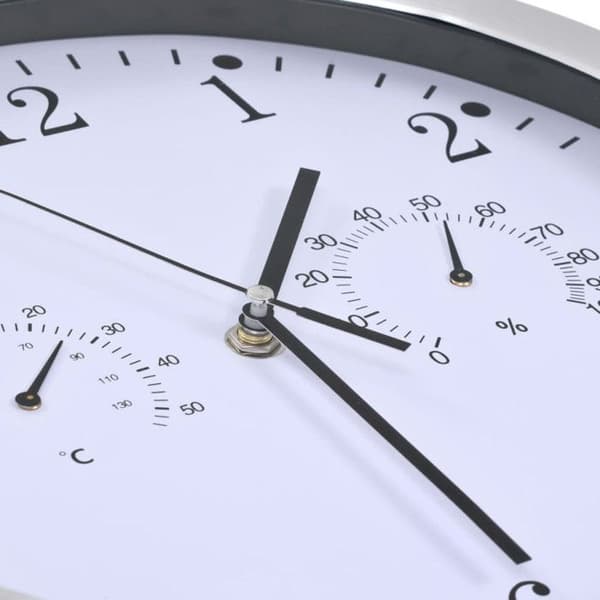 vidaXL Quartz Väggklocka Hygrometer Termometer Vit Kökspendel 50623