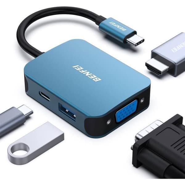 USB C HUB, BENFEI USB C till HDMI VGA-adapter, USB C till USB 3.0