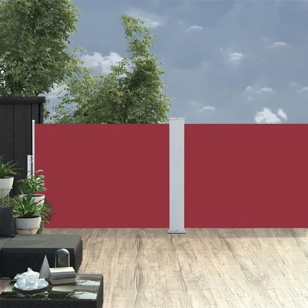 vidaXL Infällbar sidomarkis Röd 100 x 1000 cm
