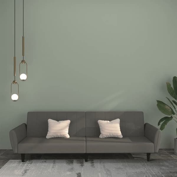 vidaXL 2-sits bäddsoffa mörkgrå sammet 375859