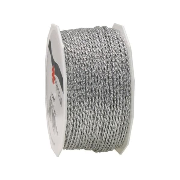 Tvinnad metallisk sladd - PRa„SENT LOIRE - 50m - Ø 2mm - Polyester - Silver