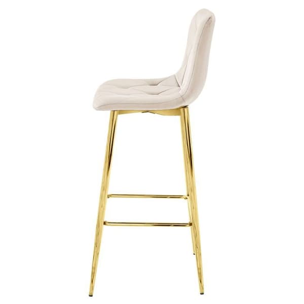 Taburett NADO - beige sammet / GULD fötter x 3