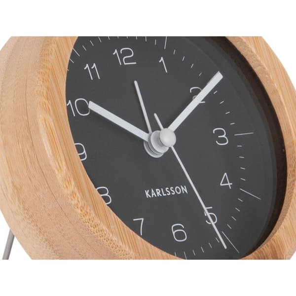 Väckarklocka - KARLSSON - Snygg Rund - Bambu - Svart - Rund