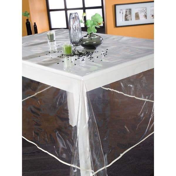 Rund duk - TRANSLUCID - Diameter 140 cm - PVC - Transparent - Enfärgad