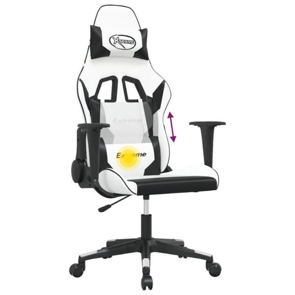 Svart och vit spelmassage stol i konstläder