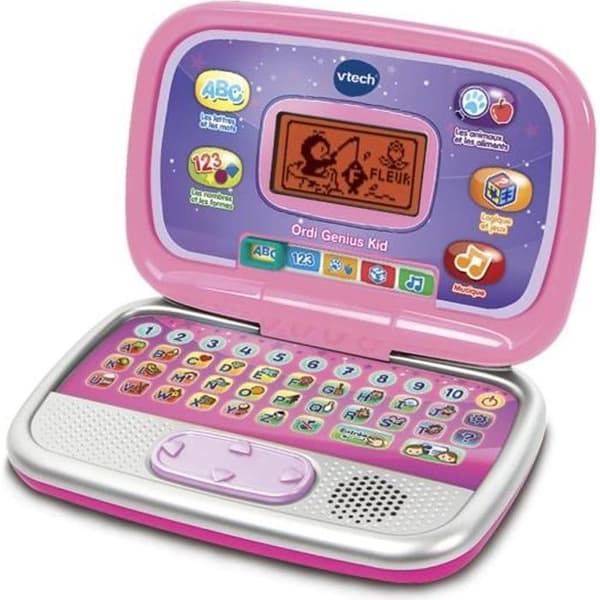 Interaktiv barndator - VTECH - Computer Genius Kid - Rosa - 20 aktiviteter - Anpassningsbar