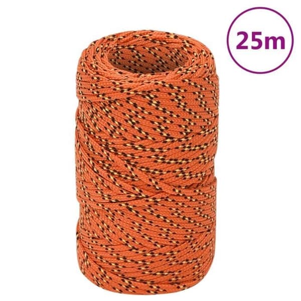 152635 vidaXL Båtrep Orange 2 mm 25 m Polypropen