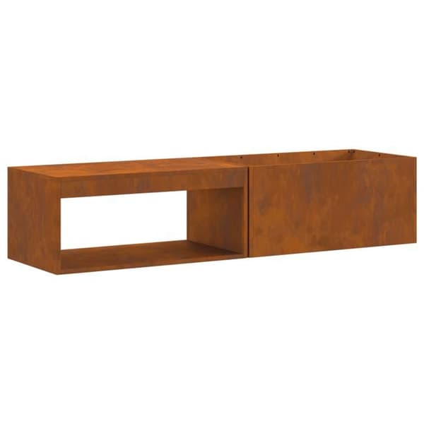 Braser - 160x45x35 cm - Väderbeständig stål - Rektangulär - Förvaring för ved