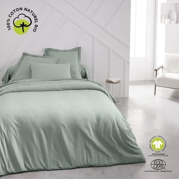 Drap housse - IDAG - 160 x 200 cm + 30 cm - Bomull - Ekologisk Celadon