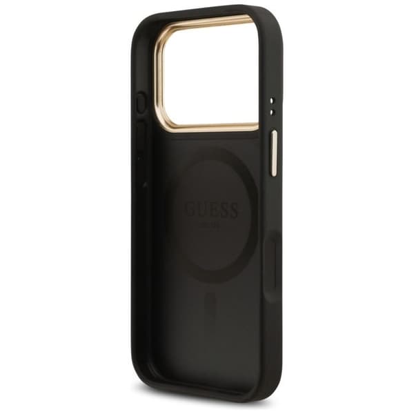 Coque Guess Grained Strass Logo MagSafe för iPhone 17 Pro - Svart