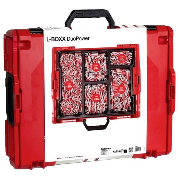 Fischer 558627 DUOPOWER Assortimentslåda med pluggar 910 delar