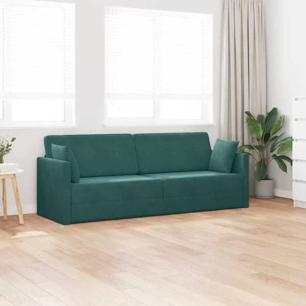 Sängsoffa på golvet Mörkgrön 213 x 76 x 77 cm Sammet