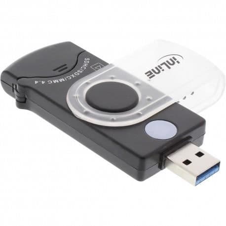 Bärbar InLine® kortläsare, USB 3.0, 2 läsportar