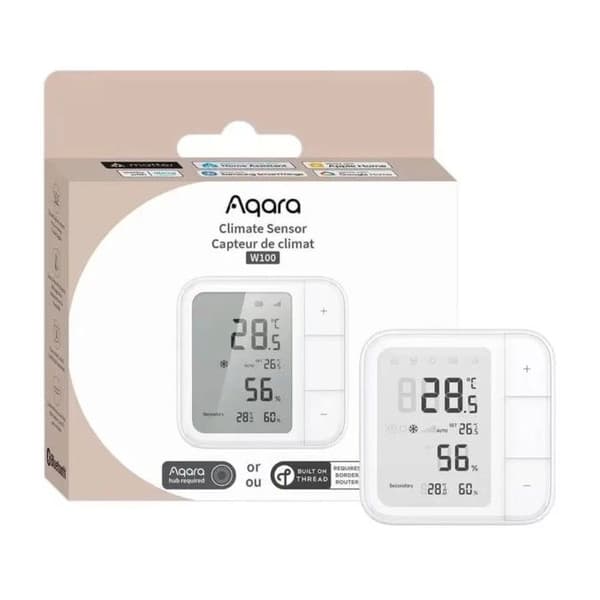 Aqara W100 Zigbee 3.0 / Thread Temperatur- och Fuktighetsgivare