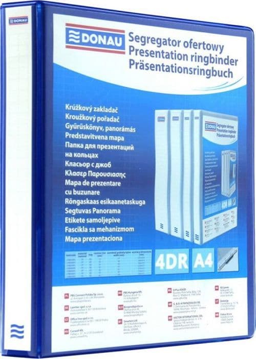 Binder - Donau - 2788304PL-10 - A4 - 4 ringar - 30 mm - Blå