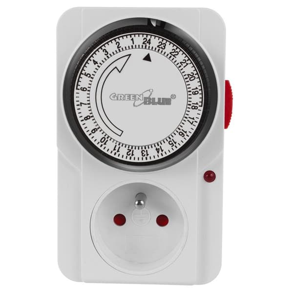 Timerglutt kontakt - GreenBlue - GB360 E - 48 program - Max last 16A - IP20 vit