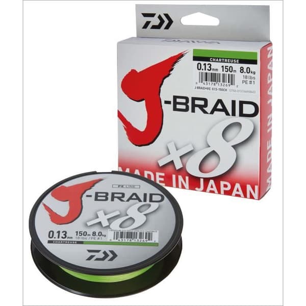 DAIWA J BRAID X 8 CHARTREUSE FÄTA - 150M