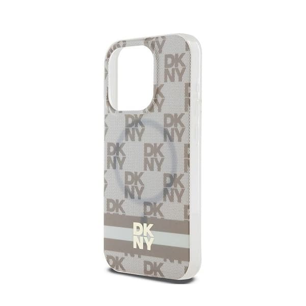 Hårdskal - DKNY - iPhone 13 Pro - Beige med Rutor - MagSafe Skydd - Elegans