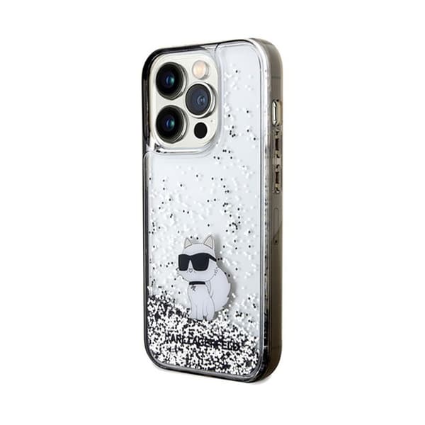 Telefonfodral - Karl Lagerfeld - Choupette - iPhone 14 Pro - Transparent - Flytande glitter