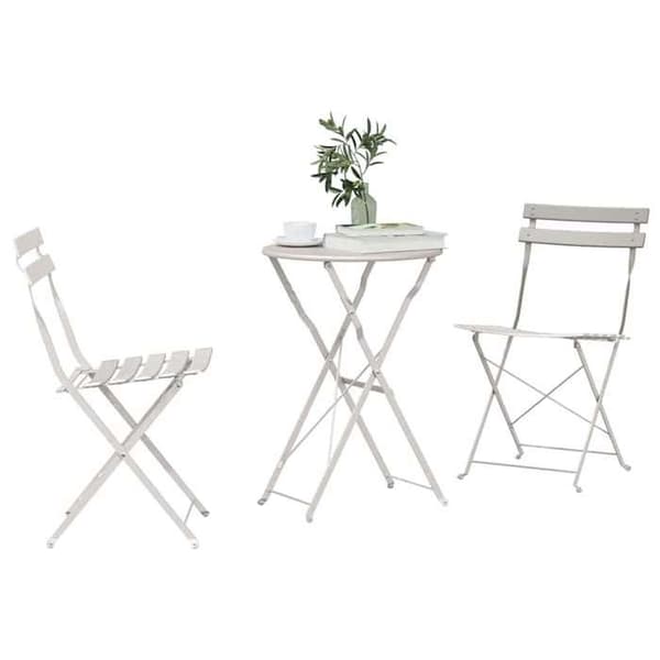 vidaXL Bistroset 3 delar Fällbar Beige Stål 42002971