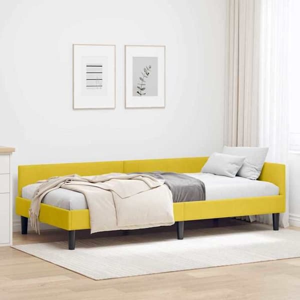 vidaXL Vinkel sängram Gul 90 cm x 190 cm Sammet 42016150