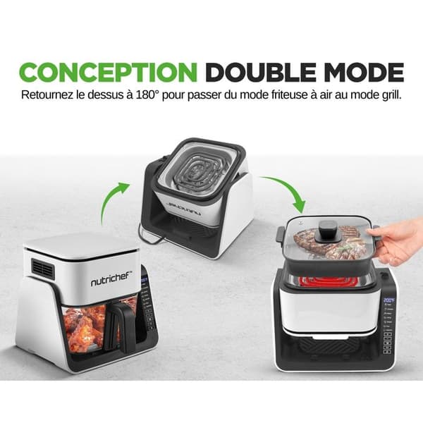 Luftfritös med grill - NUTRICHEF - NutriChef Airfryer - 1500 W - 4 L + grill 1,2 L - 8 program