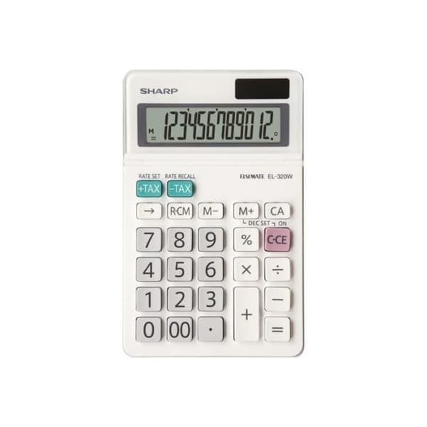 Sharp EL-320W Kontorsräknare 12 siffror solpanel, batteri