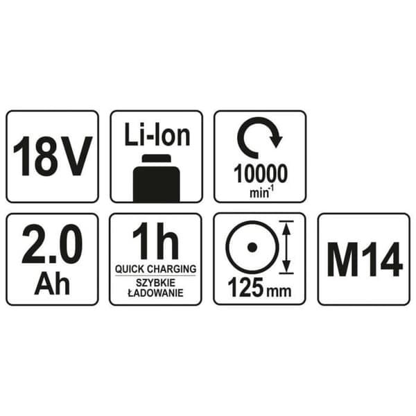 YATO 125mm 18V batterifri vinkelslip