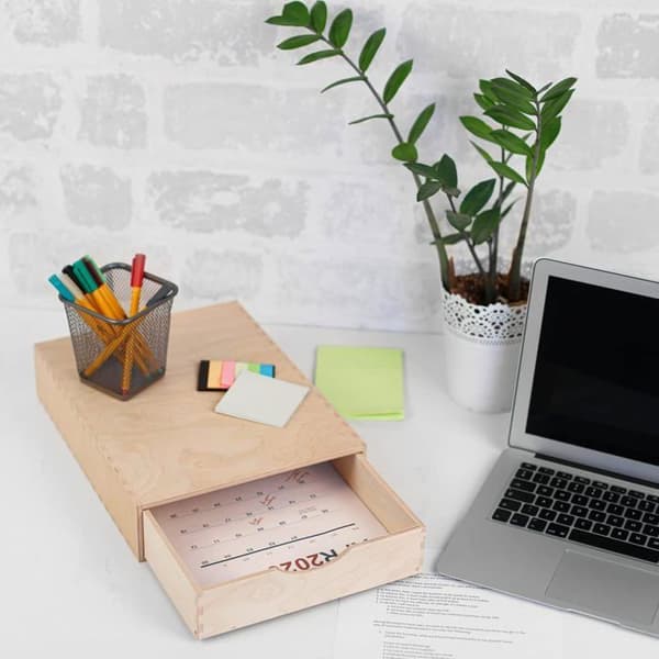 Mini byrå av trä - Creative Deco - 1 låda - 33x25x7 cm - Office Organizer Förvaring