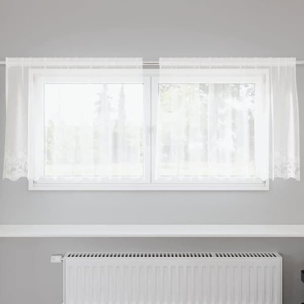 Spetsgardin - vidaXL - 80x200 cm - Vit - Polyester - Ljusfiltrerande - Integritetspaneler - Lätt