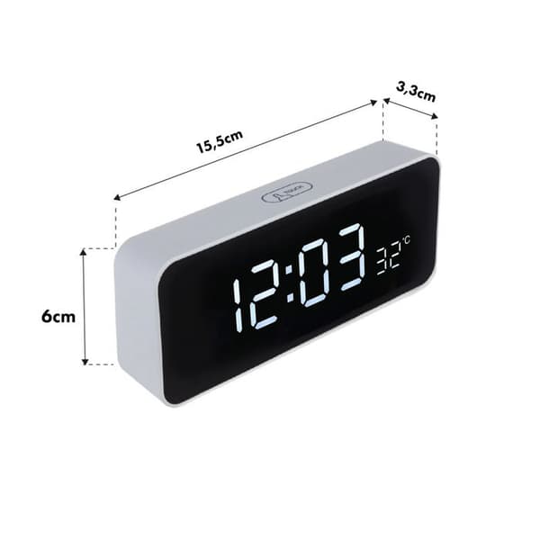 Klocka - GrönBlå - GB397 - Alarm - Termometer - USB