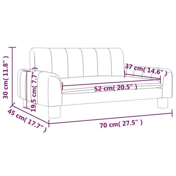 vidaXL Barnsoffa Ljusgrå 70x45x30 cm Tyg 3196269