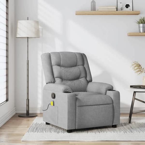 vidaXL Lätt grå tyg massagefåtölj 3206891