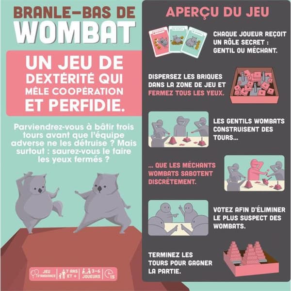 Branle-bas de Wombat - ASMODEE - EKIWOM01FR - Röd - Från 7 år