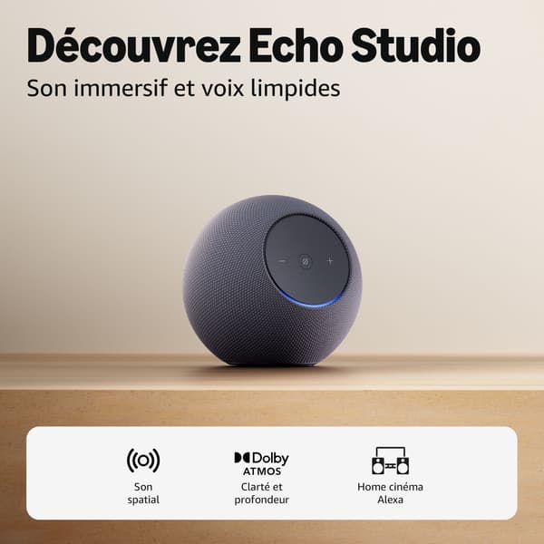 Ansluten högtalare - AMAZON - Echo Studio - 1 baslåda 95 + 3 högtalare - Wi-Fi - Grafit