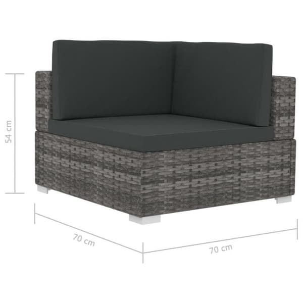 vidaXL Hörnstolar 2 st med Dynor Poly Rattan Grey
