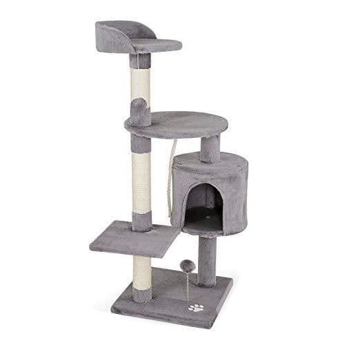 Cat Tree - dibea - Modell 112 cm - Ljusgrå - 1 håla - 3 plattformar