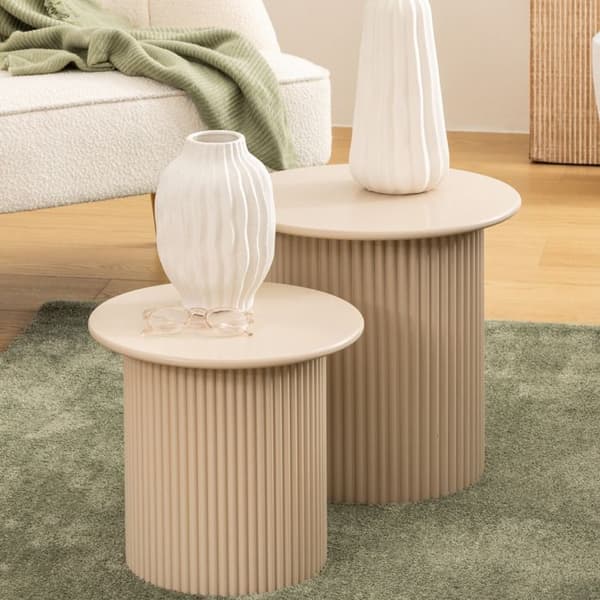 Set med 2 sidobord "Eino" beige 40x40x38cm