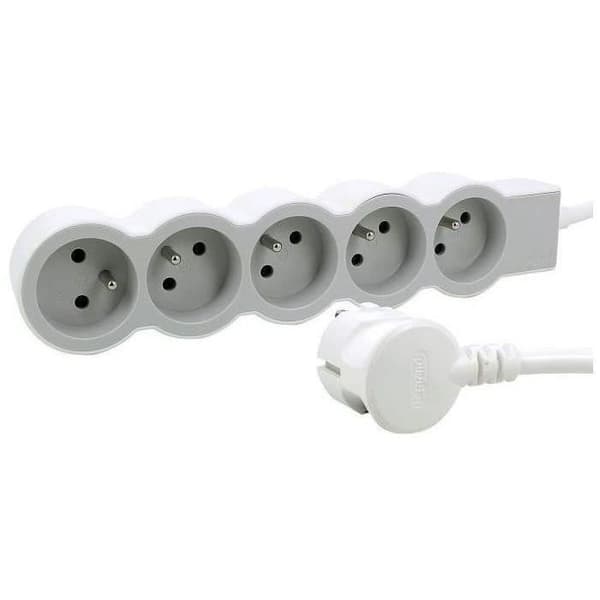 LEGRAND Multisockel FB 5x2P+E standard 3m 1mm² - Vit och grå