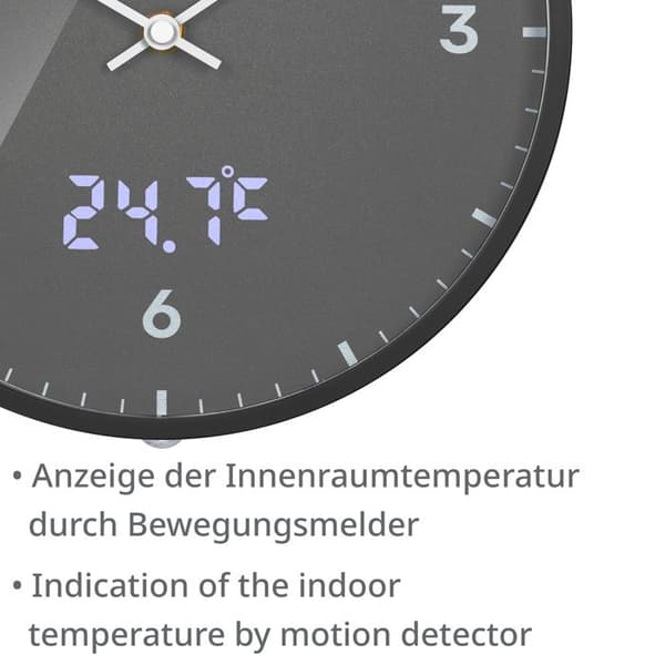 Väggklocka - BRESSER - MyTime LEDsec - LED-display sekunder - Termometer - DCF-radio