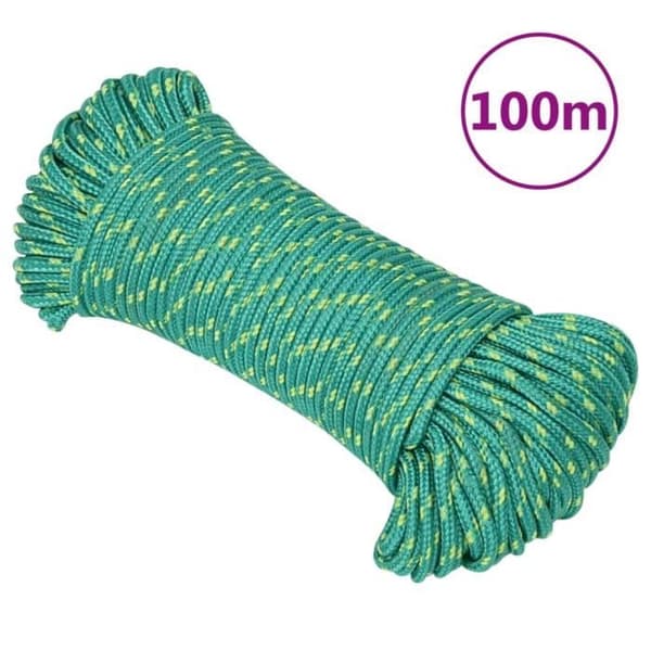 152705 vidaXL Båtline Grön 5 mm 100 m Polypropylen
