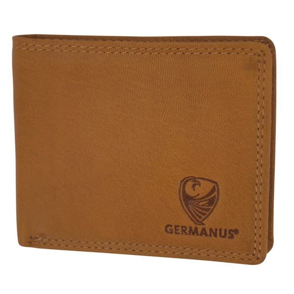 Plånbok - GERMANUS - Modell Max - Läder - Ljusbrun - Tryckknappslås
