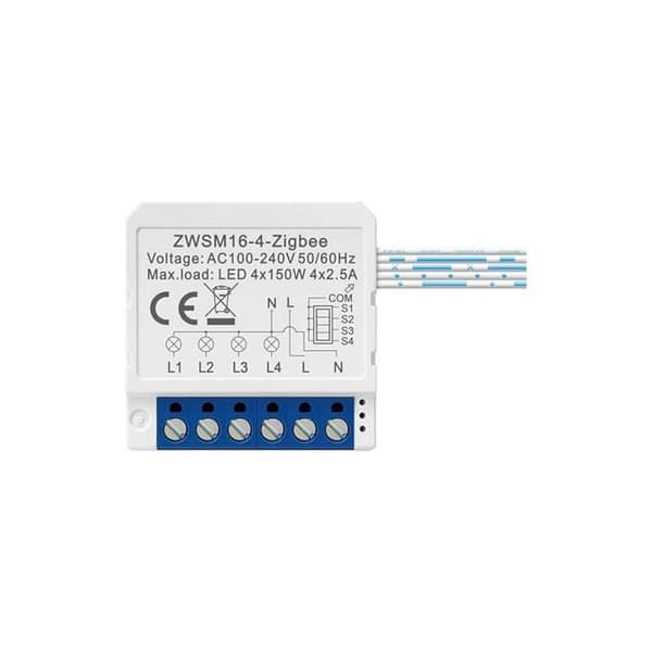 Smart switch module - AVATTO - ZWSM16-W4 - ZigBee - TUYA - 4 kanaler