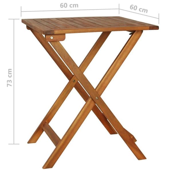 vidaXL Fällbart bistroset 3 delar med kuddar i solid akacia 44014