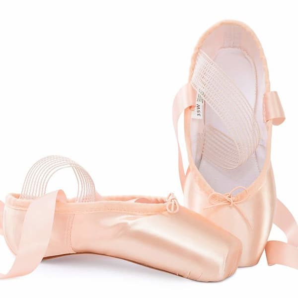 Ljust rosa satin dansspetsar - kvinnor & flickor, storlekar 33–44